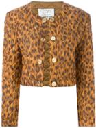 Moschino Vintage Cropped Leopard Print Jacket - Brown