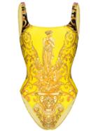 Versace Baroque Print Swimsuit - Yellow
