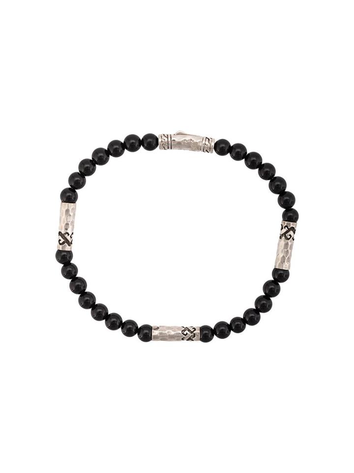John Hardy Silver Classic Chain Onyx Round Bead Four-station Bracelet
