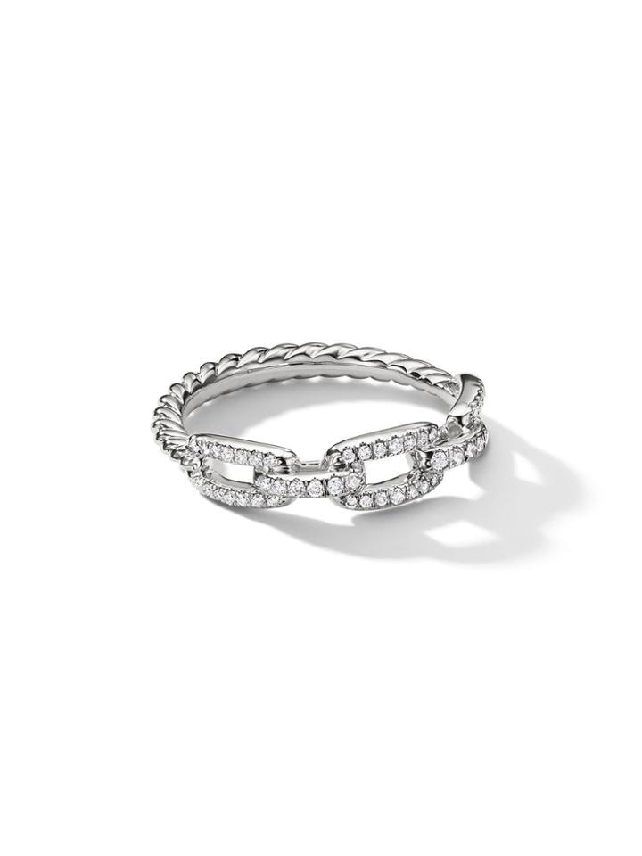 David Yurman 18kt White Gold Stax Single Row Pavé Diamond Chain Link