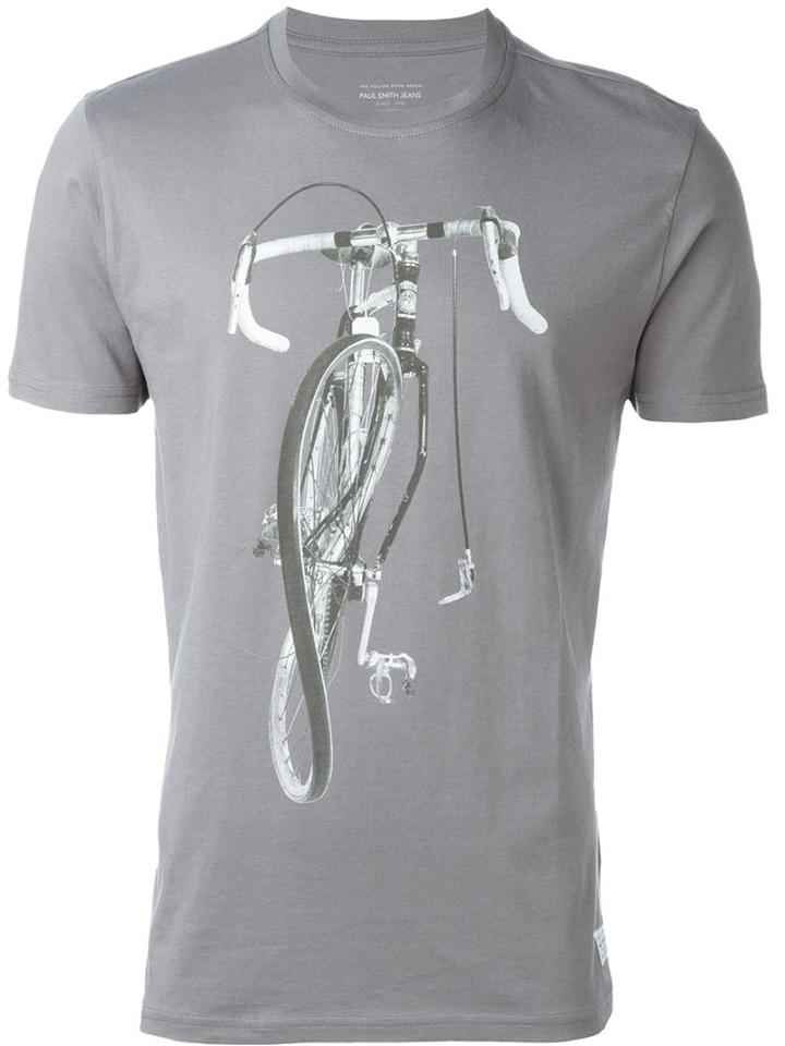 Paul Smith Jeans Bicycle Print T-shirt, Men's, Size: L, Grey, Cotton