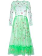 Molly Goddard Floral Embroidered Tulle Dress - Green