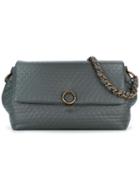 Agnona Embossed Flap Shoulder Bag, Women's, Grey, Lamb Skin