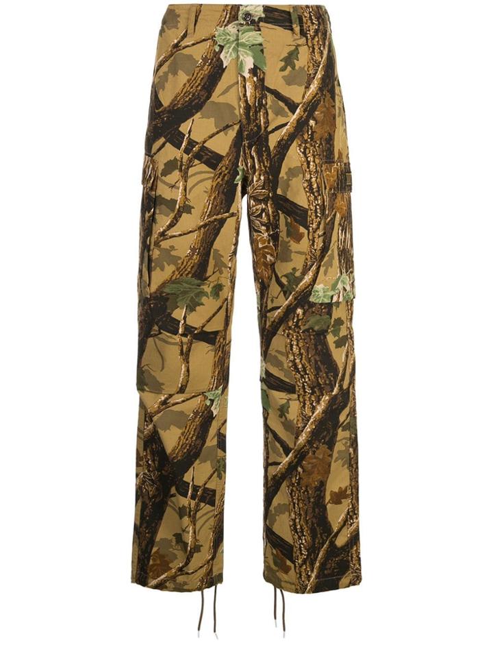 Neighborhood Forest Print Cargo Trousers - Brown