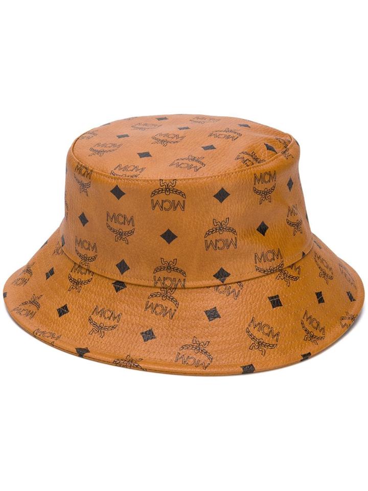 Mcm Logo Print Bucket Hat - Brown