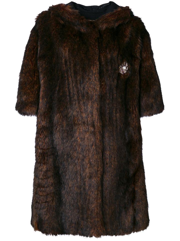 Faith Connexion Faux Fur Coat - Brown