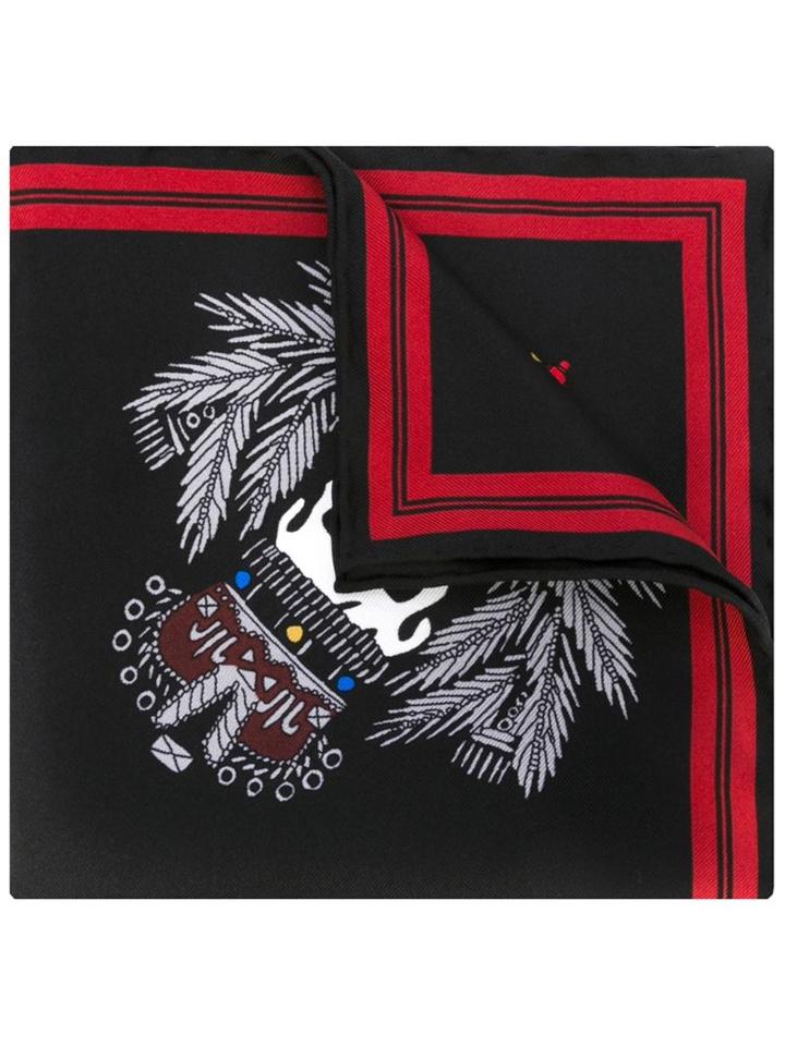 Alexander Mcqueen Skull Badge Print Pocket Square, Men's, Black, Silk