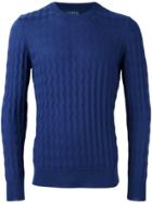 Ballantyne Jacquard Crew Neck Jumper - Blue