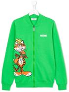 Moschino Kids Tiger Zipped Up Sweatshirt, Boy's, Size: 14 Yrs, Green