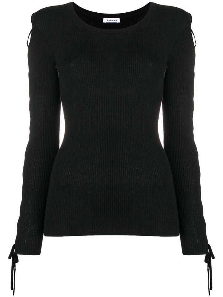 P.a.r.o.s.h. Laced Sleeves Knitted Top - Black