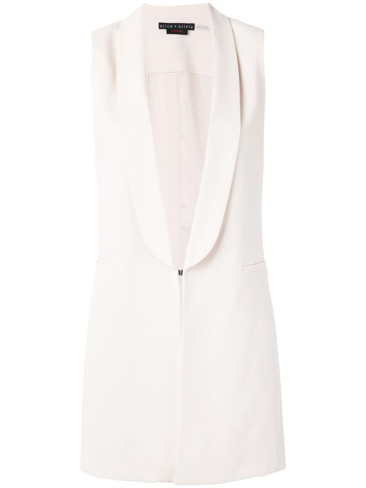 Alice+olivia Shawl Lapel Elongated Waistcoat, Women's, Size: 4, Nude/neutrals, Polyester/spandex/elastane