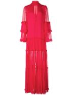 Alexis Ruffle-trimmed Long Dress - Red