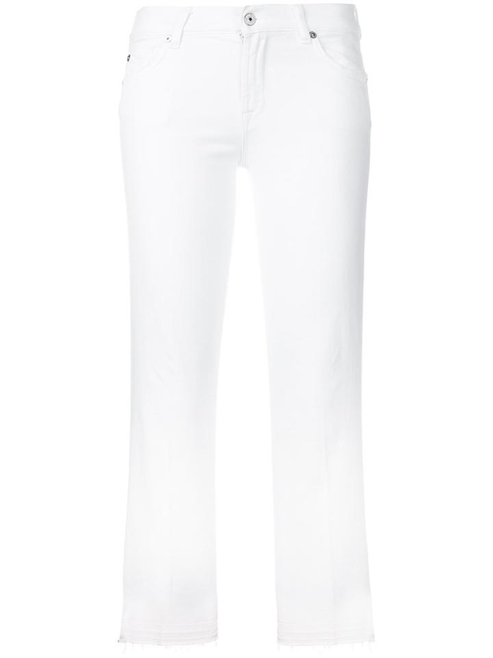 7 For All Mankind Cropped Raw Hem Jeans - White