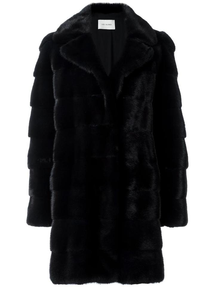 Yves Salomon Layered Mid Coat, Women's, Size: 36, Black, Mink Fur/goat Skin/silk