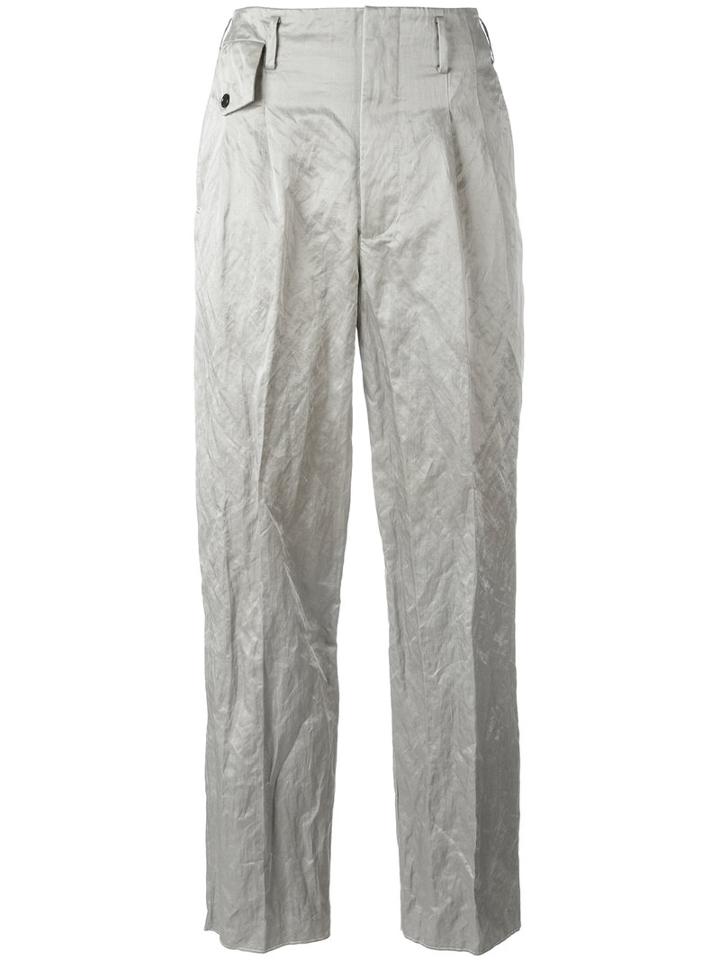 Golden Goose Deluxe Brand Crinkle Effect Trousers, Women's, Size: Small, Grey, Cotton/polyamide/metal/cupro