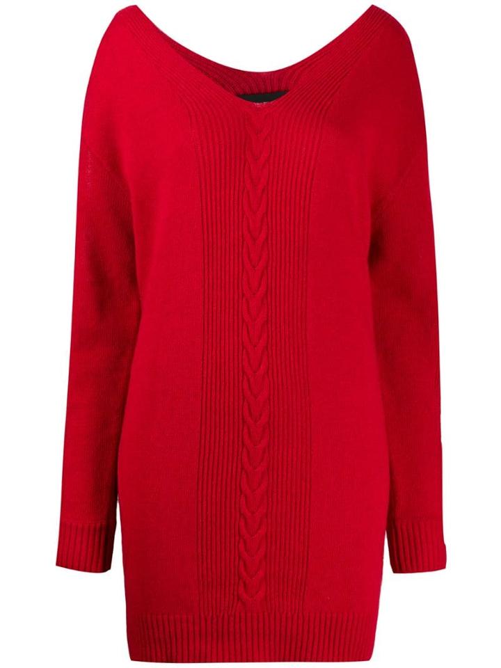 Boutique Moschino Intarsia Knitted Dress - Red