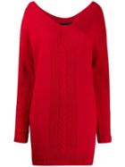 Boutique Moschino Intarsia Knitted Dress - Red