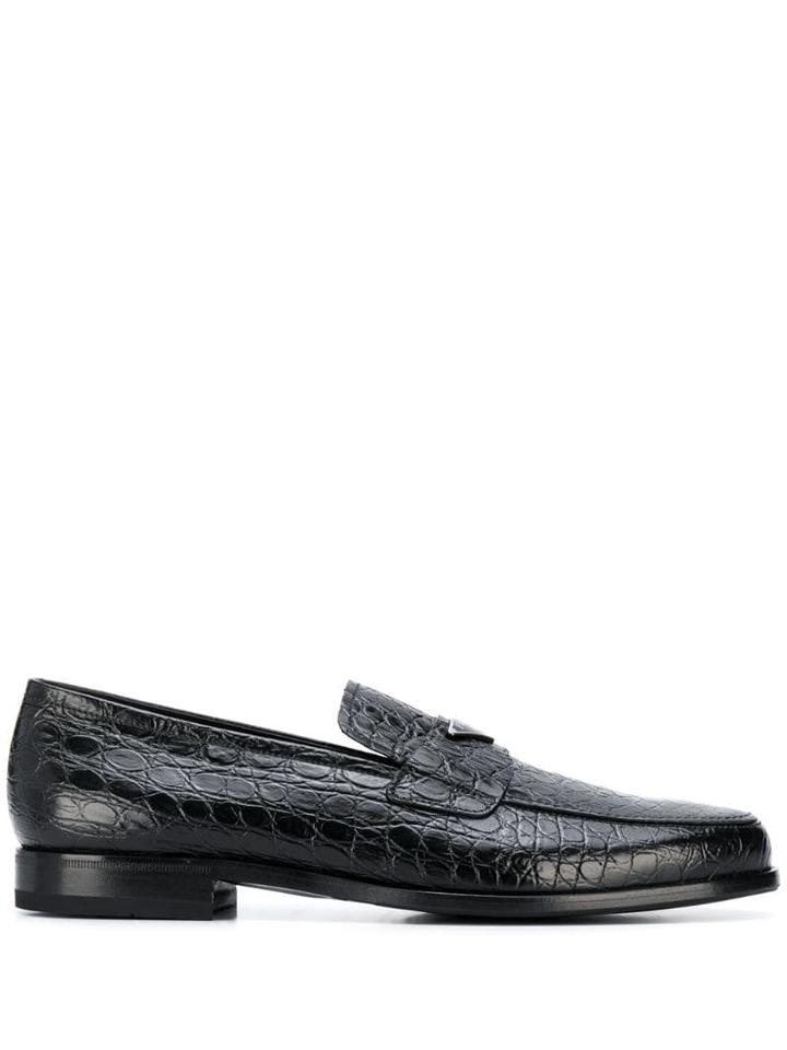 Prada Embossed Logo Plaque Loafers - Black