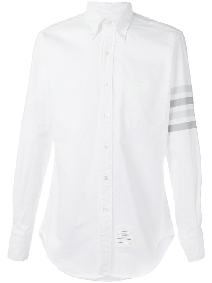 Thom Browne Long Sleeve Shirt With Medium Grey Woven 4-bar Stripe In