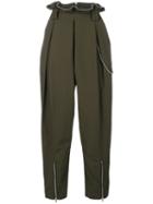 Alexander Wang - Ball Chain Trim Trousers - Women - Cotton/polyester - 4, Green, Cotton/polyester