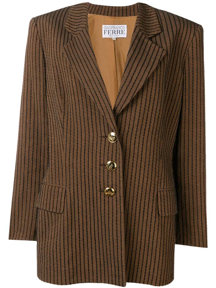 Gianfranco Ferre Vintage 1980's Striped Blazer - Brown