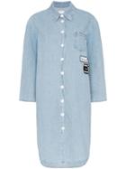 Sjyp Button Detail Denim Shirt Dress - Blue