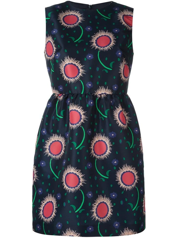 Red Valentino Floral Print Faille Dress, Women's, Size: 42, Polyester/acetate