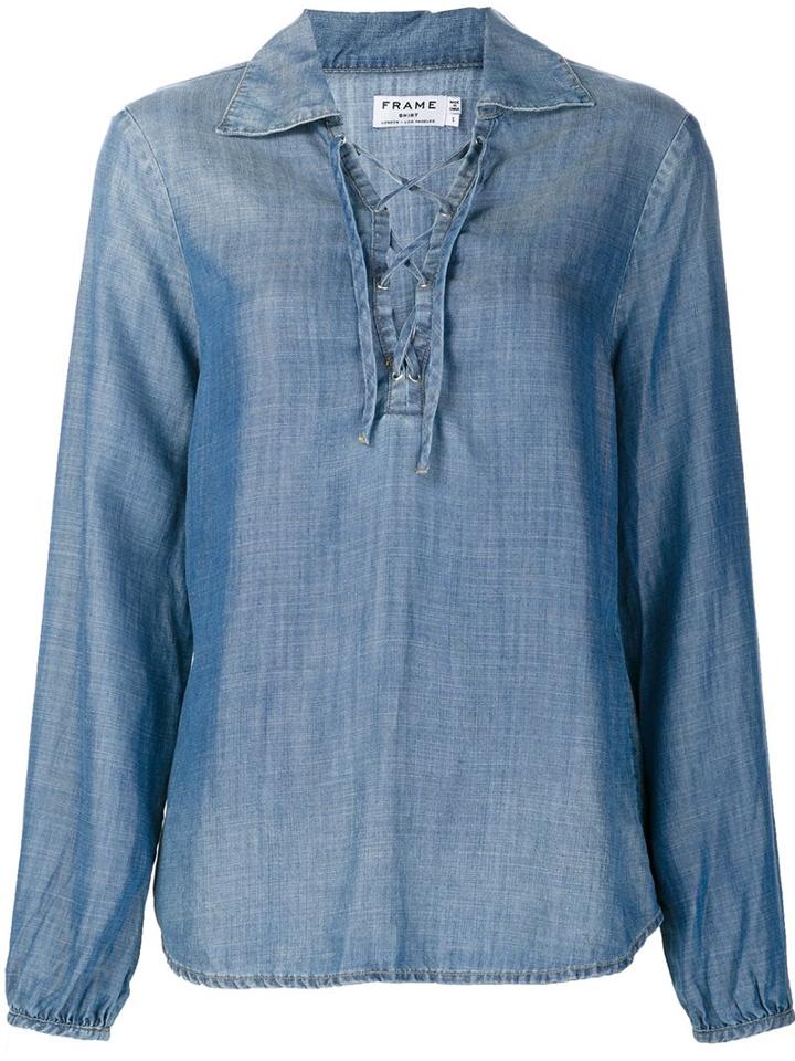 Frame Denim Lace-up Shirt Blouse