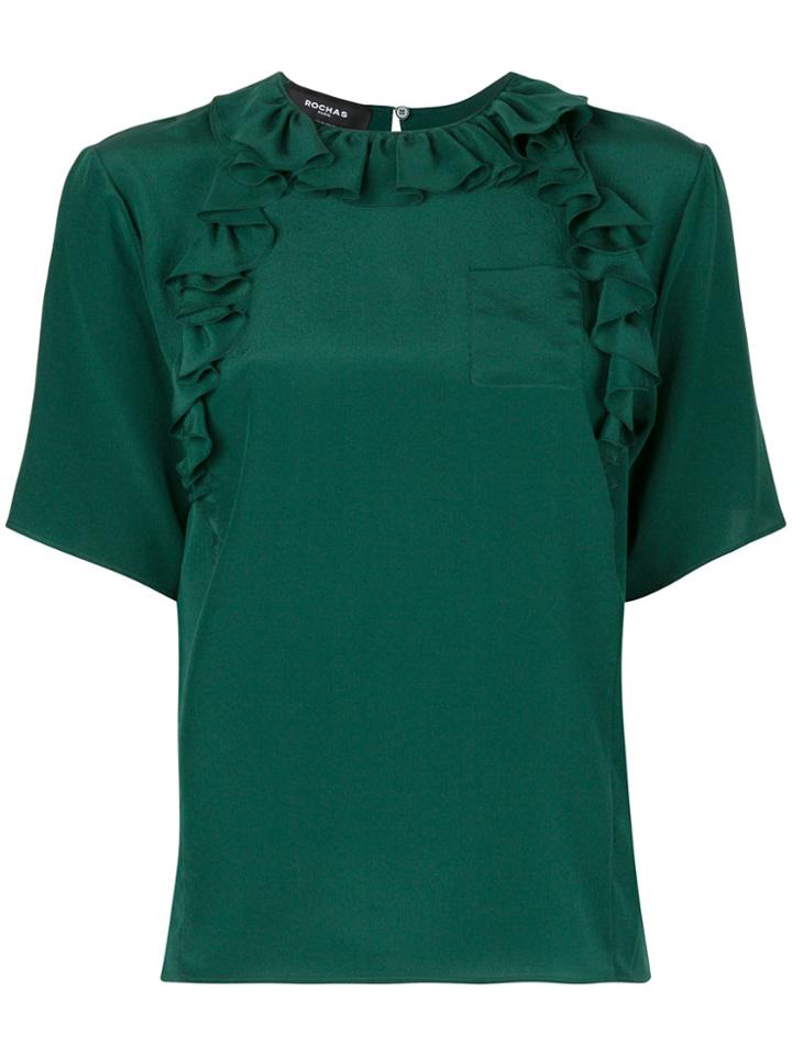 Rochas Georgette Ruffled Top - Green
