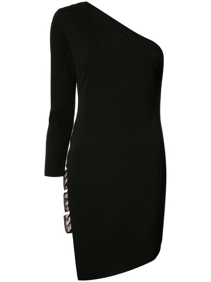 Haney Asymmetric Mini-dress - Black