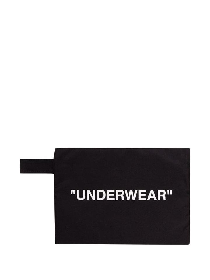 Off-white Slogan Print Travel Pouch - Black