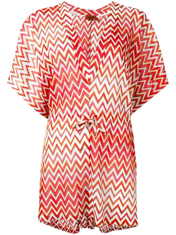 Missoni Zig-zag Drawstring Tunic, Women's, Size: 42, Red, Viscose