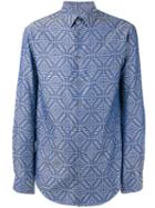 Giorgio Armani Mixed Pattern Shirt, Men's, Size: 42, Blue, Cotton