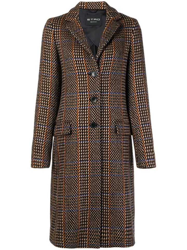 Etro Patterned Single Breasted Coat - Brown