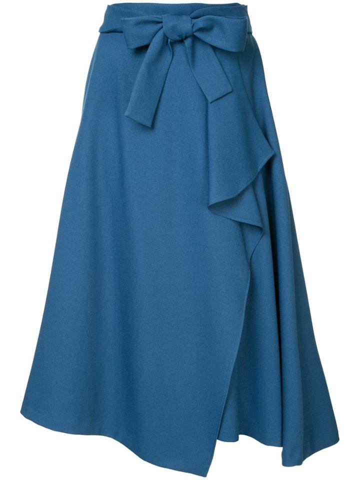 Loveless Belted Asymmetric Skirt - Blue