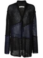 Isabel Benenato Panelled Open Front Cardigan, Men's, Size: Medium, Blue, Hemp/linen/flax/cotton