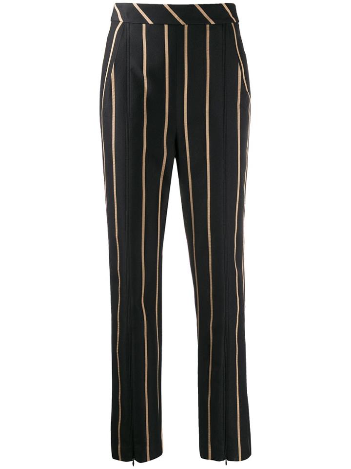 Self-portrait Tailored Striped Pattern Trousers - Black