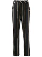 Self-portrait Tailored Striped Pattern Trousers - Black