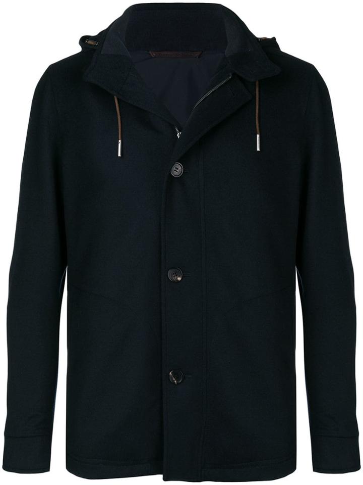 Ermenegildo Zegna Hooded Single Breasted Jacket - Blue