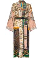 Rianna + Nina Long Multi Floral Print Silk Kimono Robe - Multicolour