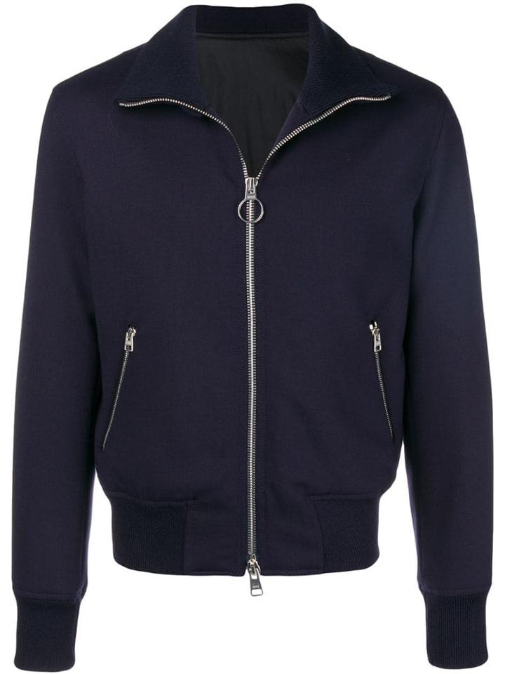 Ami Paris Funnel Neck Zipped Jacket - Blue