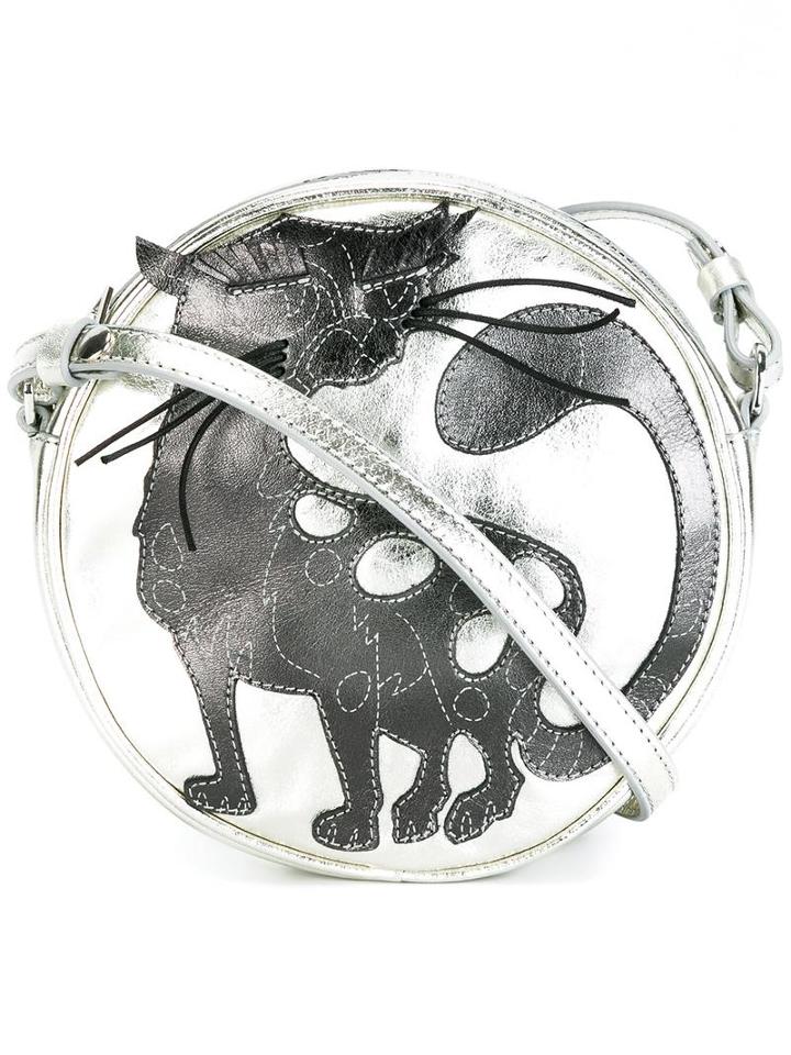 Just Cavalli Round Crossbody Bag, Women's, Grey, Calf Leather/cotton