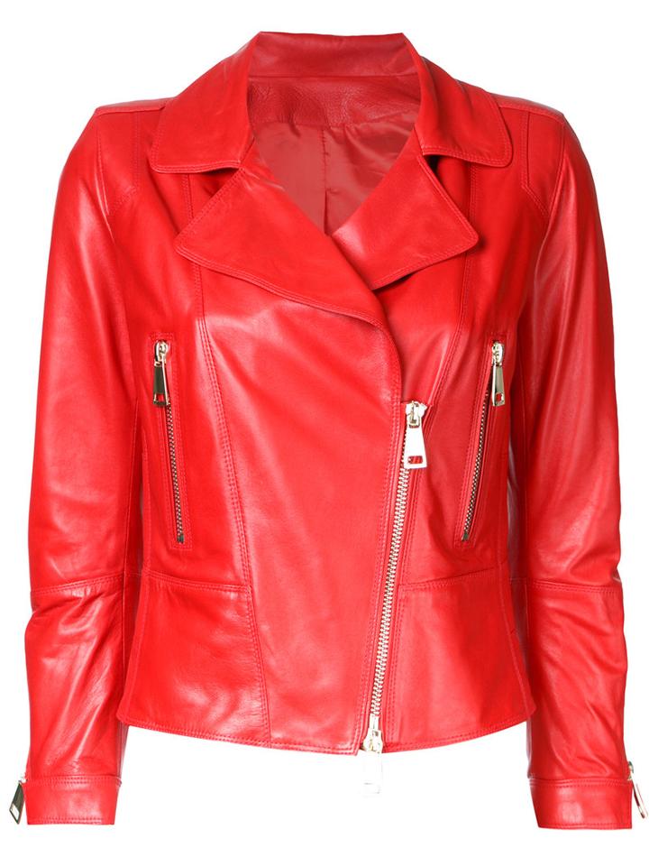 Sylvie Schimmel Zip Up Jacket, Women's, Size: 40, Red, Lamb Nubuck Leather