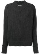 Helmut Lang Distressed Ribbed Knit Sweater - Grey