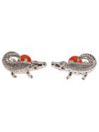 Tateossian Crocodile Ball Cufflink, Men's, Metallic, Rhodium/glass/other Fibres
