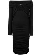 Dvf Diane Von Furstenberg Off-shoulder Midi Dress - Black