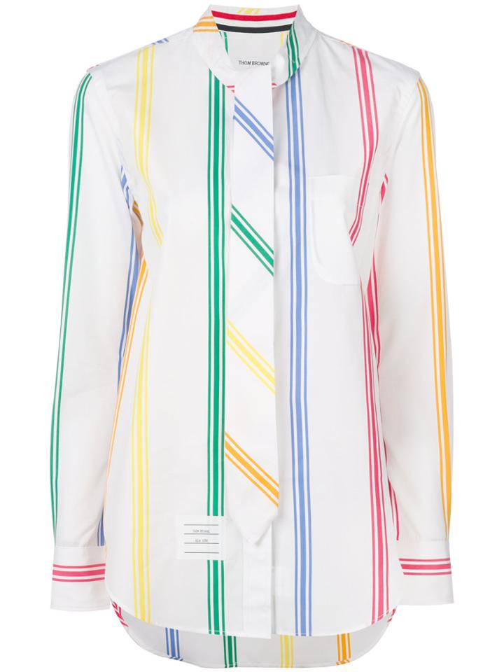Thom Browne Striped Tied Shirt - White