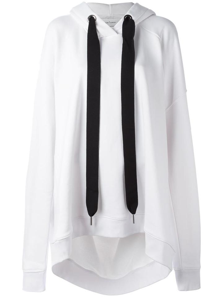 Marques'almeida Contrast Drawstring Oversized Hoodie, Women's, Size: Xs, White, Cotton/polyamide