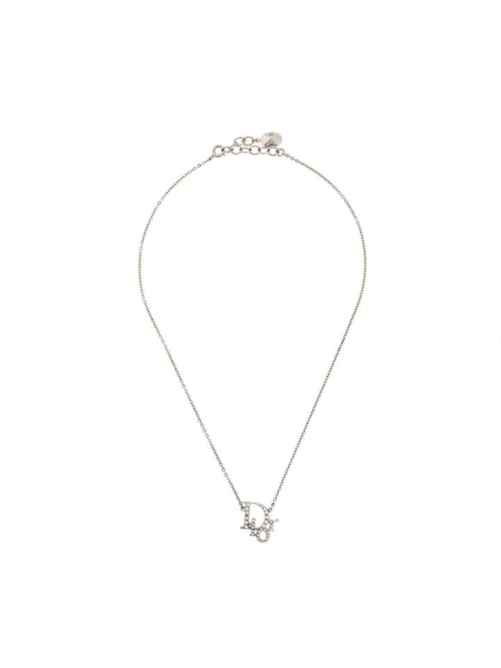 Christian Dior Vintage 1980s 18kt Gold Plated Silver Logo Necklace