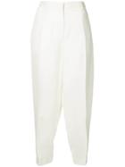 Jil Sander Creased Tapered Trousers - White